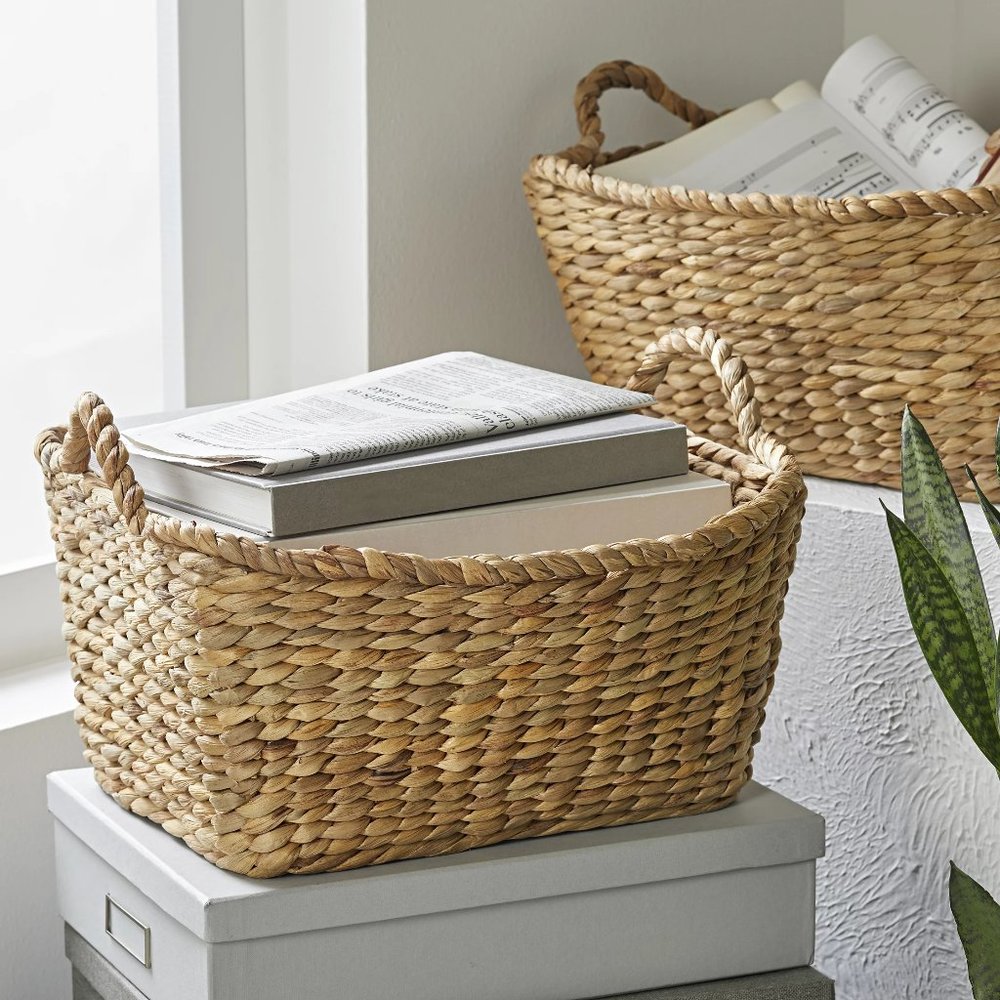 Better Homes & Gardens Rectangular Water Hyacinth Basket, Set of 4